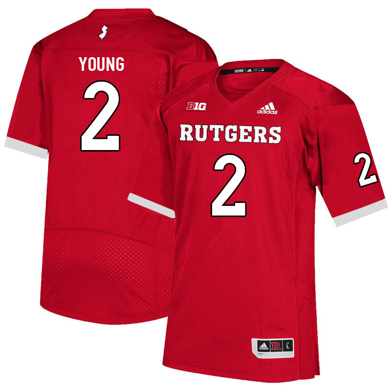 Men #2 Avery Young Rutgers Scarlet Knights College Football Jerseys Sale-Scarlet